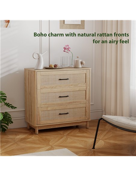 HOMCOM 76 cm Wide Drawer Chest of Drawers with 3 Drawer - Oak - pic 183240 | FastDaddyshop