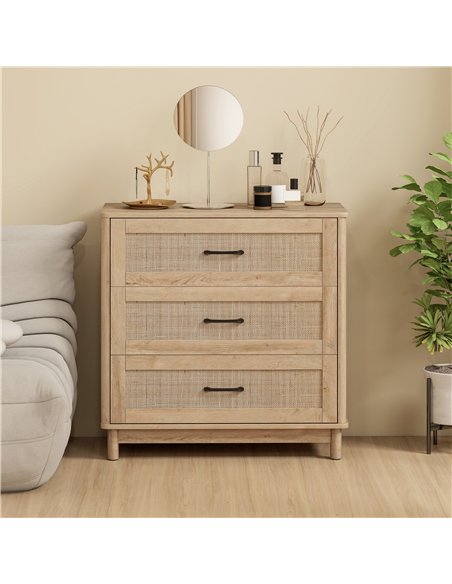 HOMCOM 76 cm Wide Drawer Chest of Drawers with 3 Drawer - Oak - pic 183242 | FastDaddyshop