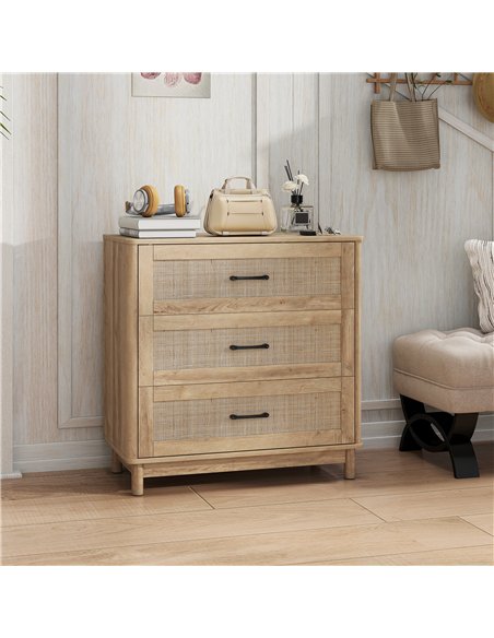 HOMCOM 76 cm Wide Drawer Chest of Drawers with 3 Drawer - Oak - pic 183243 | FastDaddyshop