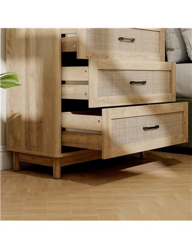 HOMCOM 76 cm Wide Drawer Chest of Drawers with 3 Drawer - Oak