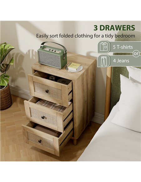 HOMCOM 40 cm Drawer Chest of Drawers with 3 Drawer - Oak - pic 183248 | FastDaddyshop