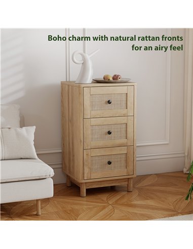 HOMCOM 40 cm Drawer Chest of Drawers with 3 Drawer - Oak