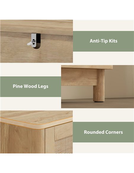 HOMCOM 40 cm Drawer Chest of Drawers with 3 Drawer - Oak - pic 183250 | FastDaddyshop