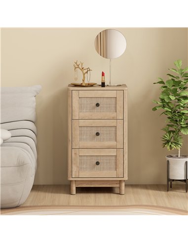 HOMCOM 40 cm Drawer Chest of Drawers with 3 Drawer - Oak