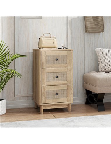 HOMCOM 40 cm Drawer Chest of Drawers with 3 Drawer - Oak