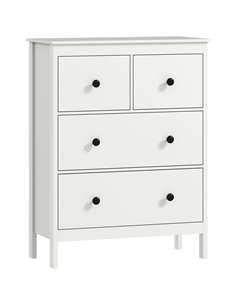 HOMCOM Modern Chest of Drawers, 4 Drawer Dresser Clothes Storage Organiser for Living Room, Hallway, Entryway, White