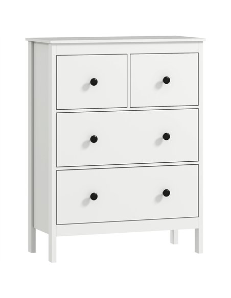 HOMCOM Modern Chest of Drawers, 4 Drawer Dresser Clothes Storage Organiser for Living Room, Hallway, Entryway, White - pic 183254 | FastDaddyshop