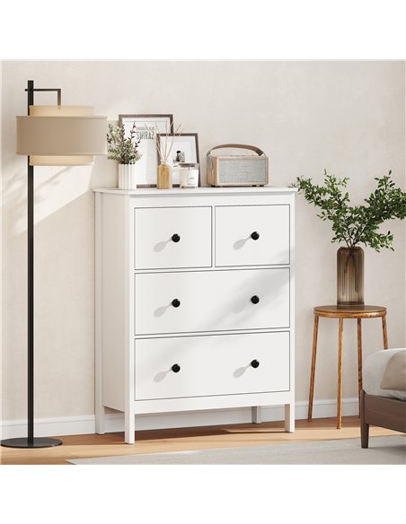 HOMCOM Modern Chest of Drawers, 4 Drawer Dresser Clothes Storage Organiser for Living Room, Hallway, Entryway, White - pic 183255 | FastDaddyshop