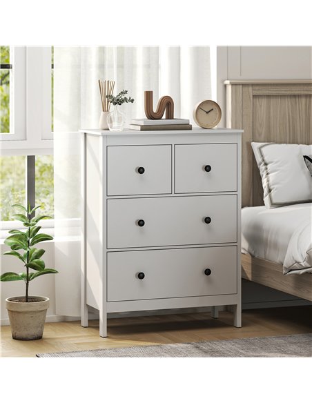 HOMCOM Modern Chest of Drawers, 4 Drawer Dresser Clothes Storage Organiser for Living Room, Hallway, Entryway, White - pic 183261 | FastDaddyshop
