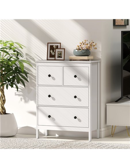 HOMCOM Modern Chest of Drawers, 4 Drawer Dresser Clothes Storage Organiser for Living Room, Hallway, Entryway, White - pic 183262 | FastDaddyshop