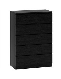 HOMCOM Chest of Drawers, 5 Drawer Dresser, Modern Storage Cabinet with 5 Drawers, for Bedroom, Living Room, Black