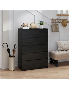 HOMCOM Chest of Drawers, 5 Drawer Dresser, Modern Storage Cabinet with 5 Drawers, for Bedroom, Living Room, Black 2