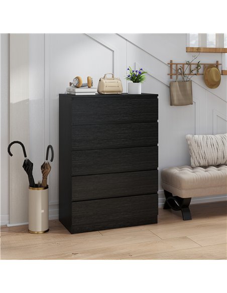 HOMCOM Chest of Drawers, 5 Drawer Dresser, Modern Storage Cabinet with 5 Drawers, for Bedroom, Living Room, Black - pic 183264 | FastDaddyshop