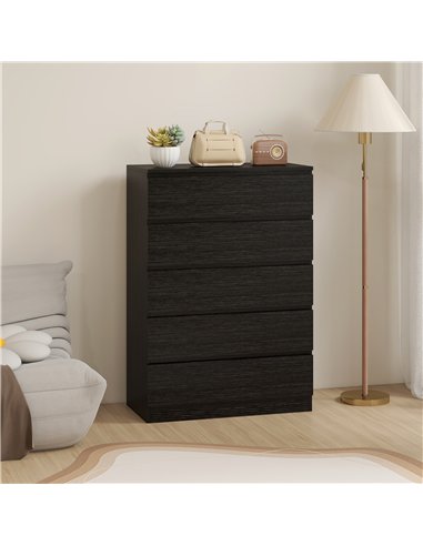 HOMCOM Chest of Drawers, 5 Drawer Dresser, Modern Storage Cabinet with 5 Drawers, for Bedroom, Living Room, Black