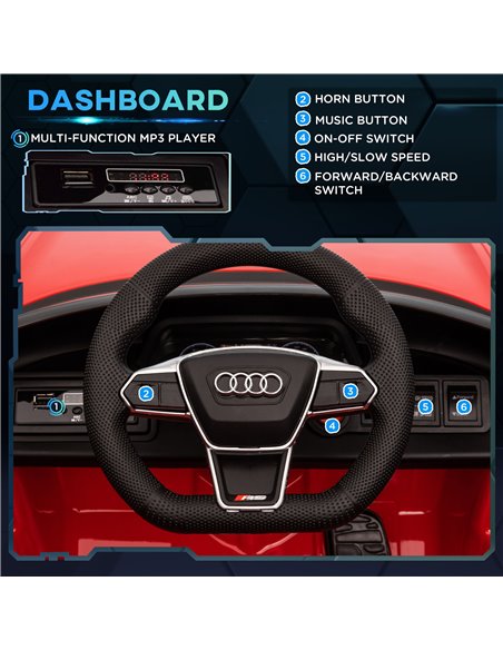HOMCOM Audi Licensed 12V Kids Electric Ride-On, with Remote Control, Suspension System, Lights, Music, Motor - Red - pic 18327 | FastDaddyshop