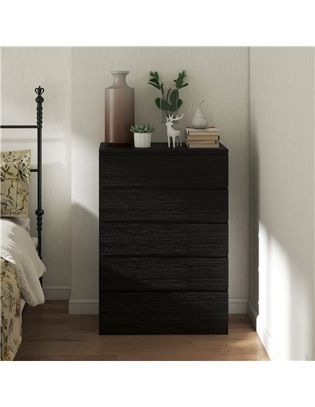 HOMCOM Chest of Drawers, 5 Drawer Dresser, Modern Storage Cabinet with 5 Drawers, for Bedroom, Living Room, Black - pic 183271 | FastDaddyshop