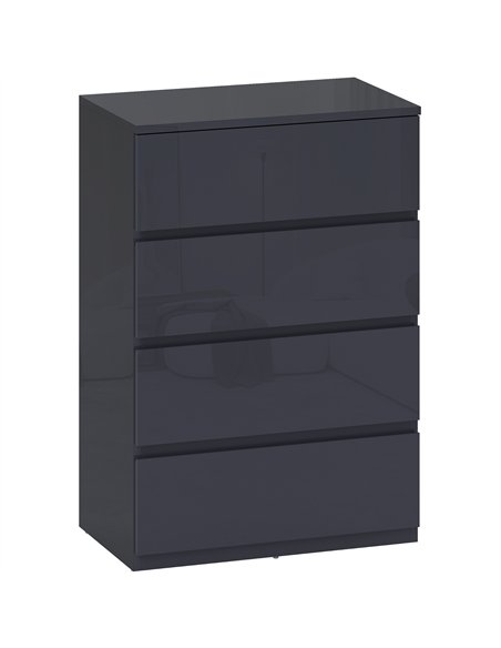 HOMCOM High Gloss Chest of Drawers, 4-Drawer Storage Cabinets, Modern Dresser for Bedroom, Grey - pic 183272 | FastDaddyshop