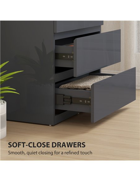HOMCOM High Gloss Chest of Drawers, 4-Drawer Storage Cabinets, Modern Dresser for Bedroom, Grey - pic 183276 | FastDaddyshop