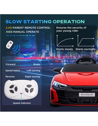 HOMCOM Audi Licensed 12V Kids Electric Ride-On, with Remote Control, Suspension System, Lights, Music, Motor - Red