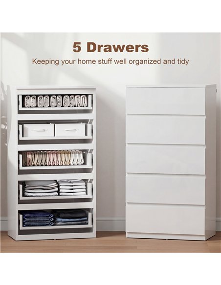 HOMCOM Chest of Drawers, 5-Drawer Storage Cabinets, Modern Dresser, Storage Drawer Unit for Bedroom - pic 183284 | FastDaddyshop