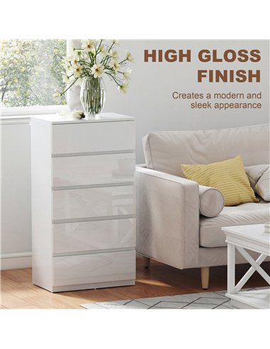 HOMCOM Chest of Drawers, 5-Drawer Storage Cabinets, Modern Dresser, Storage Drawer Unit for Bedroom