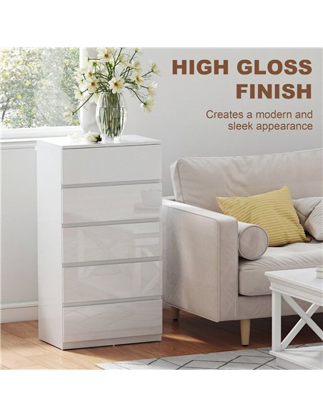 HOMCOM Chest of Drawers, 5-Drawer Storage Cabinets, Modern Dresser, Storage Drawer Unit for Bedroom - pic 183285 | FastDaddyshop