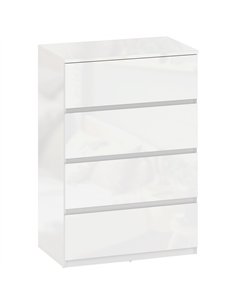 HOMCOM High Gloss Chest of Drawers, 4-Drawer Storage Cabinets, Modern Dresser for Bedroom, White