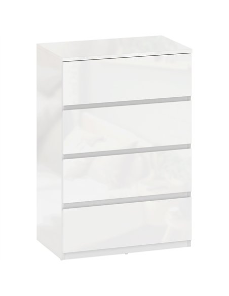 HOMCOM High Gloss Chest of Drawers, 4-Drawer Storage Cabinets, Modern Dresser for Bedroom, White - pic 183299 | FastDaddyshop