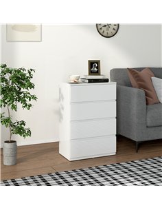 HOMCOM High Gloss Chest of Drawers, 4-Drawer Storage Cabinets, Modern Dresser for Bedroom, White 2