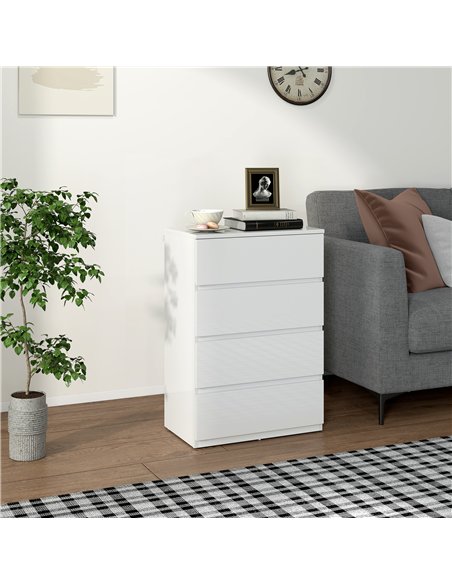 HOMCOM High Gloss Chest of Drawers, 4-Drawer Storage Cabinets, Modern Dresser for Bedroom, White - pic 183300 | FastDaddyshop