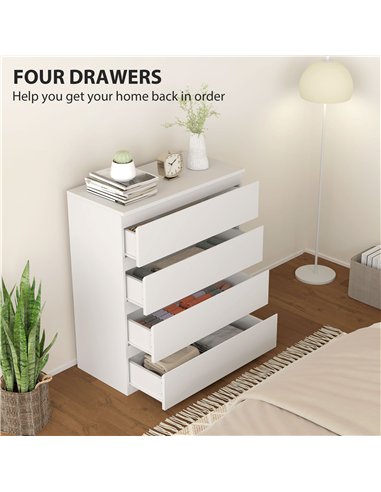 HOMCOM Chest of Four Drawers - White