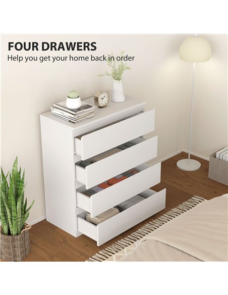 HOMCOM Chest of Four Drawers - White - pic 183312 | FastDaddyshop