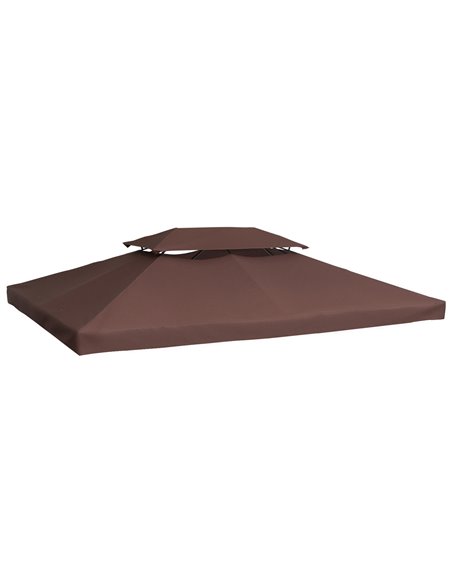Outsunny 3x4m Gazebo Replacement Roof Canopy 2 Tier Top UV Cover, Brown (TOP ONLY) - pic 18332 | FastDaddyshop