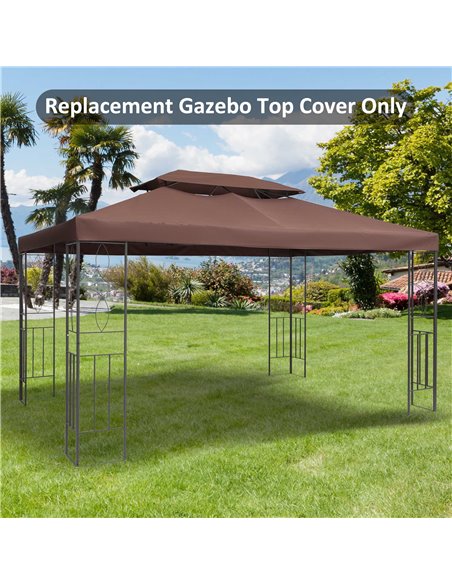 Outsunny 3x4m Gazebo Replacement Roof Canopy 2 Tier Top UV Cover, Brown (TOP ONLY) - pic 18333 | FastDaddyshop