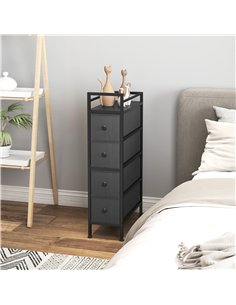 HOMCOM 4 Drawer Fabric Dresser Chest of Drawers, Slim Storage Cabinet with Steel Frame for Small Spaces, Bedroom, Black 2