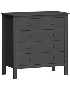 HOMCOM 5 Drawer Dresser for Bedroom, Modern Chest of Drawers, Wide Storage Unit for Living Room, Hallway, Black