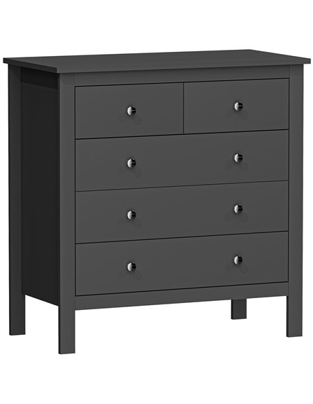 HOMCOM 5 Drawer Dresser for Bedroom, Modern Chest of Drawers, Wide Storage Unit for Living Room, Hallway, Black - pic 183353 | FastDaddyshop