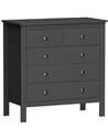 HOMCOM 5 Drawer Dresser for Bedroom, Modern Chest of Drawers, Wide Storage Unit for Living Room, Hallway, Black