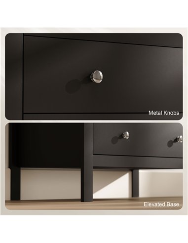 HOMCOM 5 Drawer Dresser for Bedroom, Modern Chest of Drawers, Wide Storage Unit for Living Room, Hallway, Black