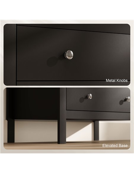 HOMCOM 5 Drawer Dresser for Bedroom, Modern Chest of Drawers, Wide Storage Unit for Living Room, Hallway, Black - pic 183358 | FastDaddyshop