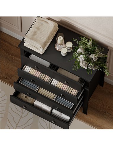 HOMCOM 5 Drawer Dresser for Bedroom, Modern Chest of Drawers, Wide Storage Unit for Living Room, Hallway, Black