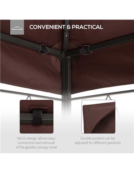 Outsunny 3x4m Gazebo Replacement Roof Canopy 2 Tier Top UV Cover, Brown (TOP ONLY) - pic 18336 | FastDaddyshop