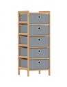 HOMCOM Chest of Drawers, 5 Fabric Drawers Narrow Dresser with Bamboo Frame, Light Grey