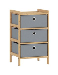 HOMCOM Chest of Drawers, 3 Fabric Drawers Narrow Dresser with Bamboo Frame, Light Grey