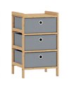 HOMCOM Chest of Drawers, 3 Fabric Drawers Narrow Dresser with Bamboo Frame, Light Grey