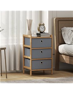 HOMCOM Chest of Drawers, 3 Fabric Drawers Narrow Dresser with Bamboo Frame, Light Grey 2