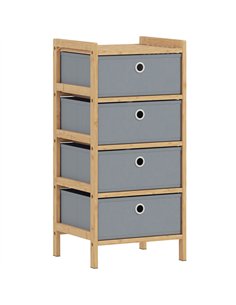 HOMCOM Chest of Drawers, 4 Fabric Drawers Narrow Dresser with Bamboo Frame, Light Grey