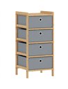 HOMCOM Chest of Drawers, 4 Fabric Drawers Narrow Dresser with Bamboo Frame, Light Grey