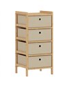 HOMCOM Chest of Drawers, 4 Fabric Drawers Narrow Dresser with Bamboo Frame, Cream White