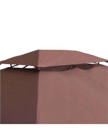 Outsunny 3x4m Gazebo Replacement Roof Canopy 2 Tier Top UV Cover Garden Patio Outdoor Sun Awning Shelters Brown (TOP ONLY)